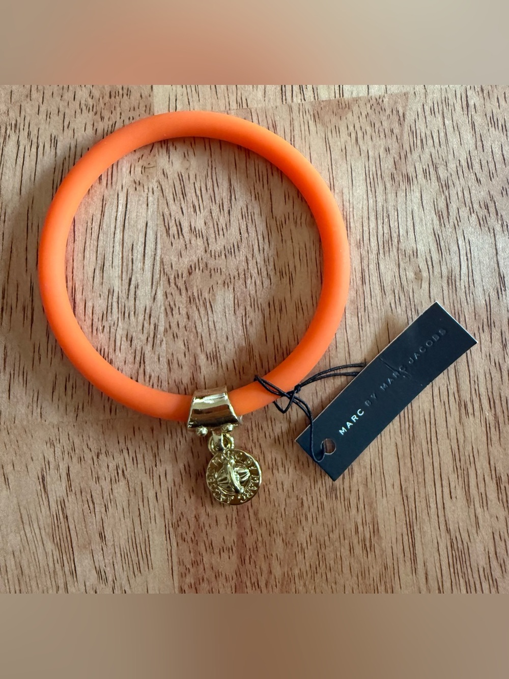 Marc by Marc Jacobs Orange Silicone Bracelet with Gold Charm NWT